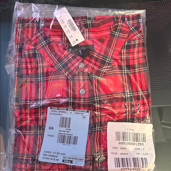 JCREW TARTAN BOY SHIRT SZ 8 NWT - Picture 7 of 7